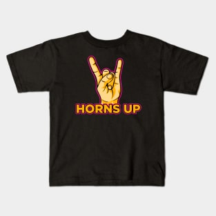 Horns up hand lettering rock and roll art Kids T-Shirt